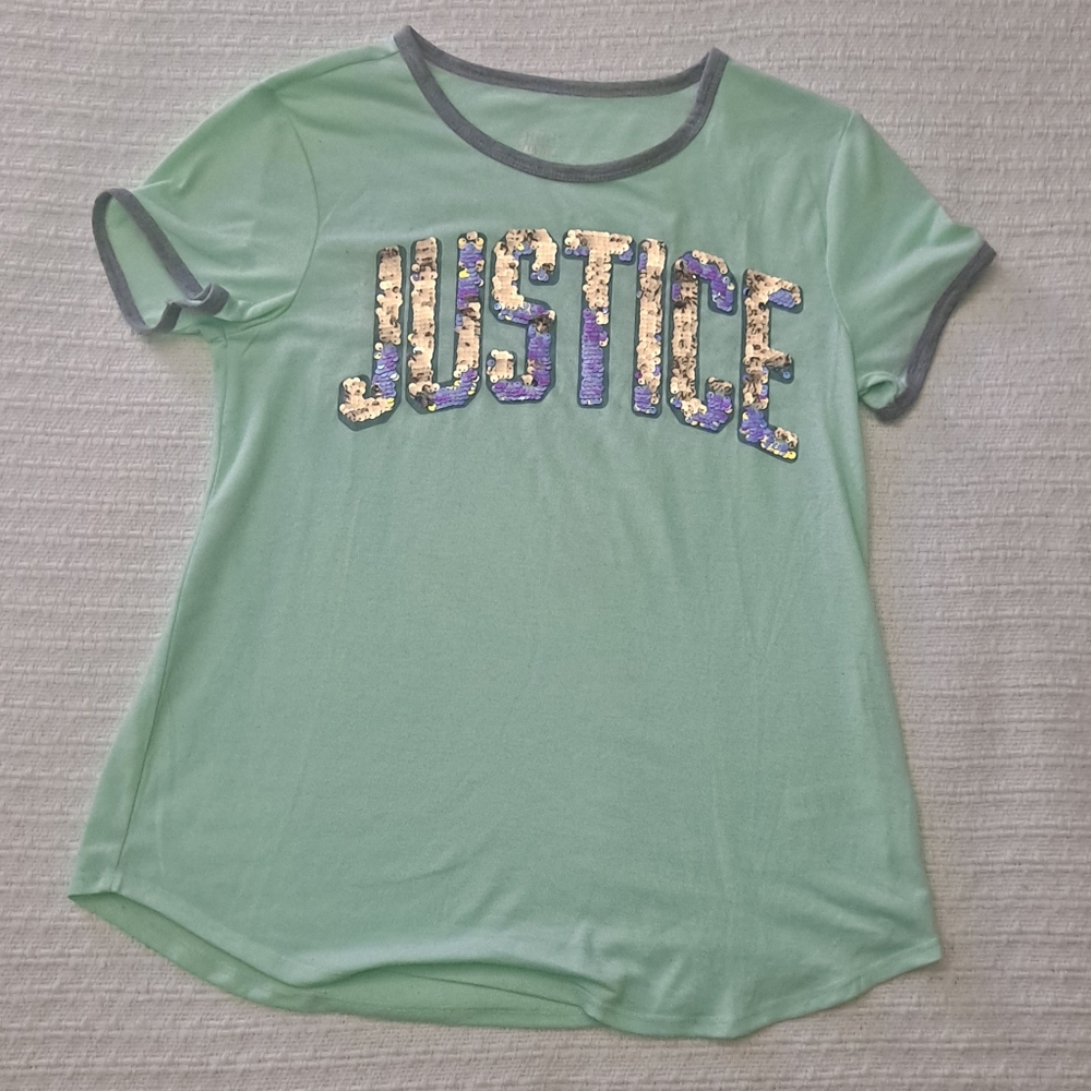 Justice Turquoise shirt